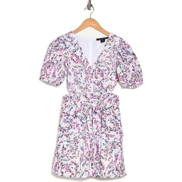 French Connection White Floral Embroidered Cutout Fit & Flare Dress Size 10 L - Picture 9 of 9